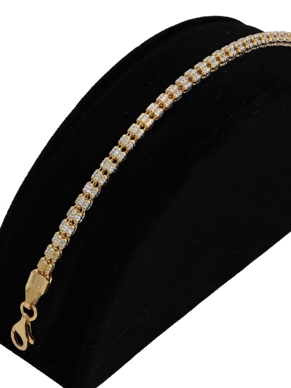925 Sterling Silver Two Tone Gold Plated Diamond Cut Ice Bracelet 7+1 Inches (5)